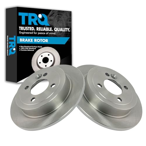 TRQ Rear Brake Rotors Set Solid Compatible with 2002-2006 Mini Cooper