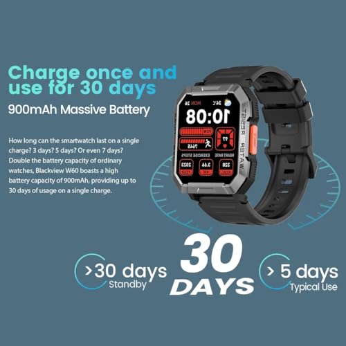 Blackview W60 Smartwatch, Smartwatch für Herren Fitness mit Bluetooth-Anrufen, 2,01 Zoll (2,01 Zoll), wasserdicht, 112+ Sportmodi für Herzfrequenzmesser, Taschenlampe, Kompass für Android iOS – Bild 3