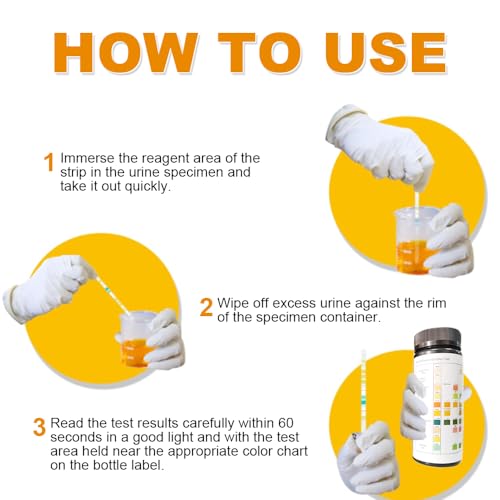 10-in-1 urine test strips 10 parameters for urinalysis - rapid tests for ketosis ph protein uti kidney and liver function-10 count