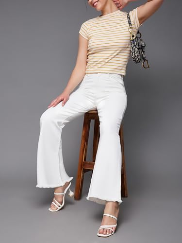 Image of Miss Chase Women's Wide-Leg High-Rise Regular-Length Stretchable Shaping Denim Jeans