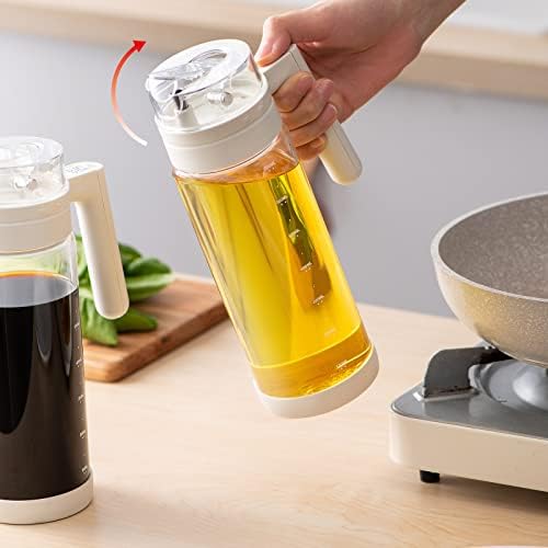 Oil Dispenser, Large-capacity Automatic Opening and Closing Glass Oil Pots, 700ml/24oz Leakproof Condiment Container with Automatic Cap and Stopper, Kitchen or BBQ Supplies