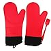 Smithcraft rękawice do piekarnika silikonowa rękawica do piekarnika bardzo długie profesjonalne rękawice do piekarnika odporne na wysokie temperatury rękawice z pikowaną wkładką antypoślizgowe rękawice do grilla 1 para kolor czerwony