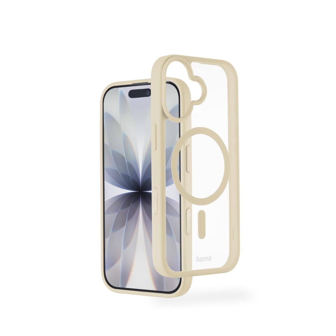 Mobile Phone Case for iPhone 17 and MagSafe (Magnetic Case for Inductive Charging, Edge Protection, Camera Protection, Non-Slip Surface, Protected Side Buttons) Transparent/Beige