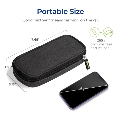 auvon insulin cooler travel case with 2 x 90g tsa approved ice packs diabetic medication insulated cooling bag for insulin pens and diabetic supplies storage compact for daily life and trips