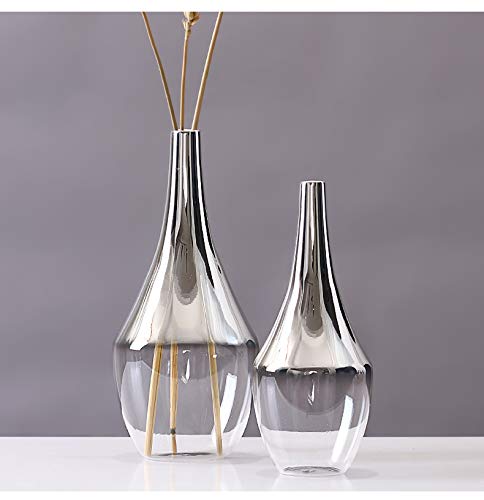 Jhnif Gradient Silver-Plated Glass Vase, Stylish Living Room Bedroom Decoration, Table Decoration. #TOP5