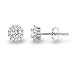 Rhodium-Plated Sterling Silver Cubic Zirconia Classic Halo Stud Earrings, (Center Stone: 4.5mm)