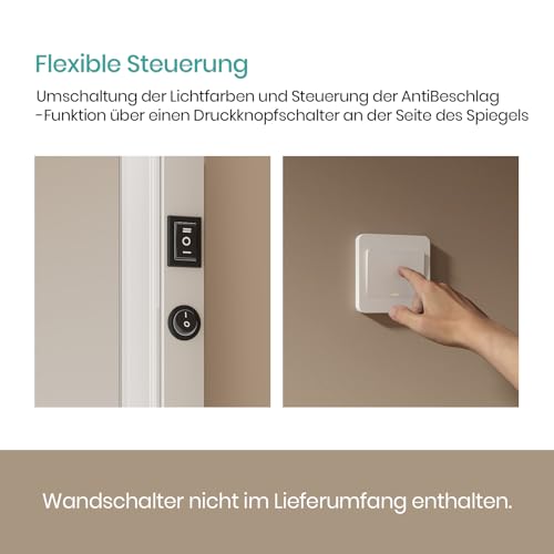 EMKE Badspiegel mit Beleuchtung 120 x 60 cm, Antibeschlag – Ansicht 6