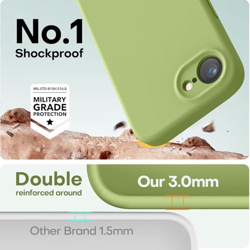 Image of LOVE 3000 Designed for iPhone 16e /17e Case, Premium Silicone with [Soft Anti-Scratch Microfiber Lining] Shockproof Protective Phone Case for Men Women Girls 6.1 inch, Cedar Green