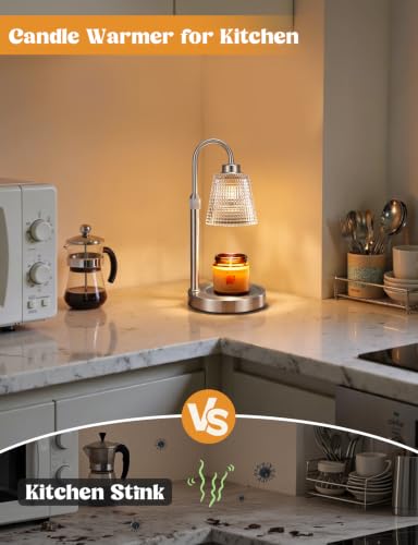 Image of Satin Nickel Candle Warmer Lamp with Timer Home Decor Gifts for Women
