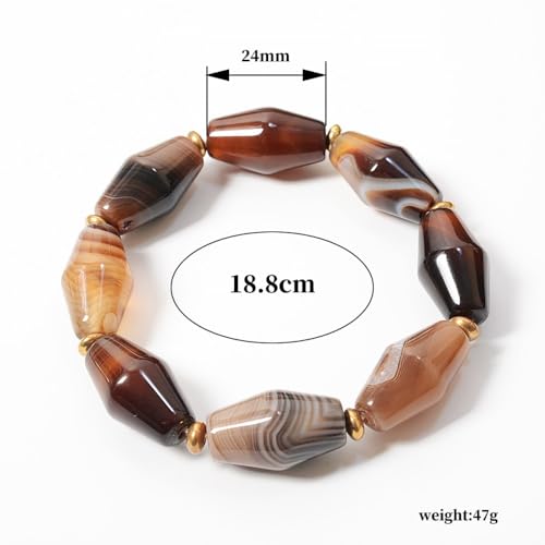 Pulsera de ágata natural de café joyería unisex de cuentas de piedra 6