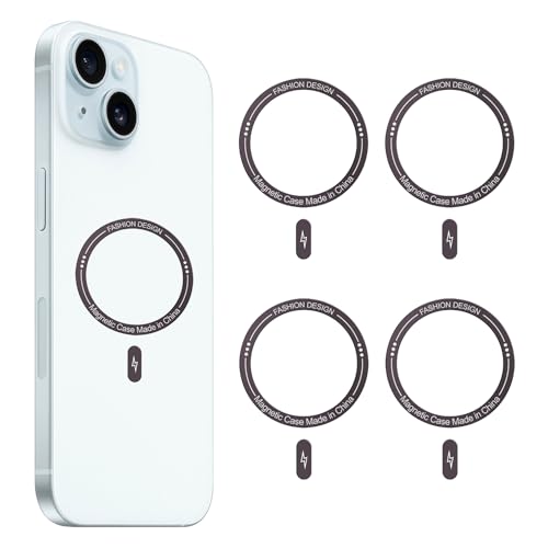 Magnetic Ring for Phone Case 4pack，Universal Magnetic Ring Sticker Support Wireless Charging Magnetic Adapter Ring Compatible with All Phones &...