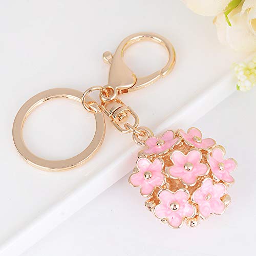 Skineat Flowers Ball Keychain And Sweet Love Heart Rose Flower Crystal Keyring, 2 Pieces (Pink) #TOP4