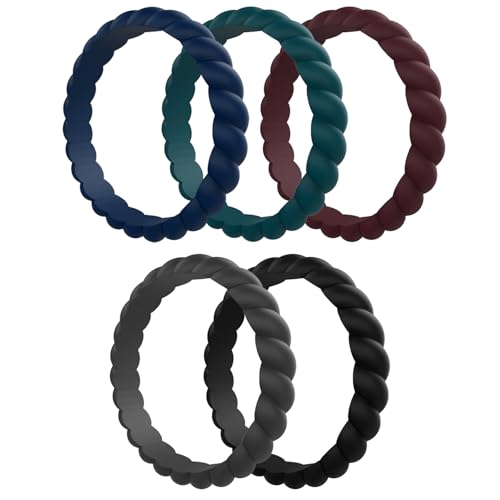 Image of Egnaro Women's Silicone Anniversary Rings, 2.5mm Wide 1.8mm Thick Stackable Rubber Wedding Band, Thin Stylish Comfort Fit Silicone Ring for Nurse, Workout, Work, Pregnancy, Travel, Daily Gift