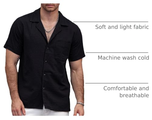 Image of VATPAVE Mens Striped Summer Shirt Casual Button Down Short Sleeve Beach Shirts Cotton Shirts for Men
