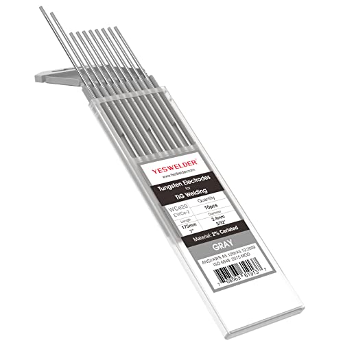 Image of YESWELDER TIG Welding Tungsten Electrode 2% Ceriated 3/32" x 7" (Gray, WC20/EWCe-2) 10-pk