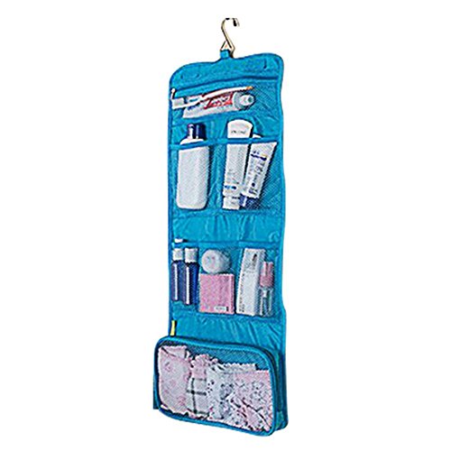 Impresión de 1 x Fashion plegable neceser almacenamiento paquete de almacenamiento Caja para Viaje Bolsa De Aseo Neceser Bolsa de viaje neceser de viaje para Hombres y Mujeres, azul