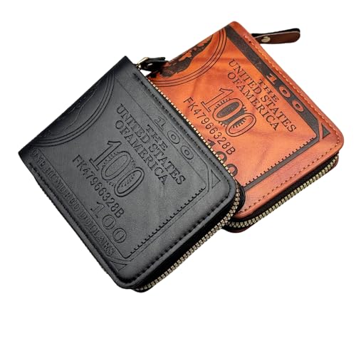 Cool Wallets for teen boys Ages 10-18, Cash with ID Window Cardholder,Faux Leather Wallet for Teen boys,Zippered Wallet for Teenagers,Teenage Teenager Youth Gift. (Black dollar pattern)4