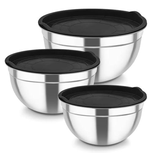 TeamFar Mixing Bowls, Stainless Steel Nesting Salad Bowls with Airtight Lids Set, For...