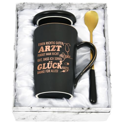 Joymaking Dankeschön Geschenke Arzt Tasse mit Spruch - Einen richtig guten Arzt findet man nicht alle Tage lustige Kaffetasse Geschenk für Ärzt, 400ml Schwarz