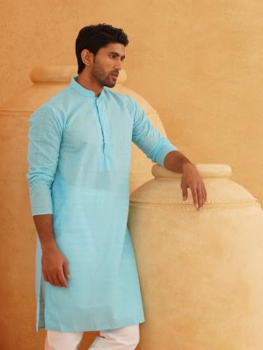Image of Sojanya (Since 1958 Motifs Embroidered Thread Work Pure Cotton Straight Only Kurta