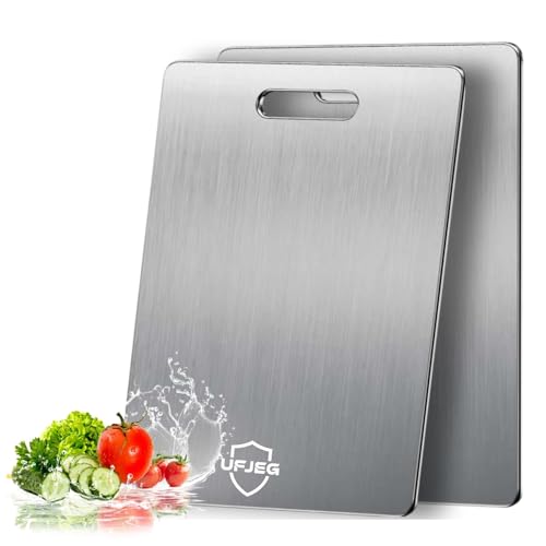 Image of Titanium Cutting Board, 2 PCS Titanium Cutting Boards for Kitchen, Non Toxic, Double-Sided Food Grade Chopping Board for Outdoor Camping(15.6 inch x 11 inch,15.6 inch x 11 inch)