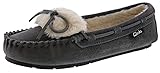 Clarks Holly Grey Cream Indoor Outdoor Faux Fur Rounded Closed Toe Slippers (Grey Fur Vamp, 7)