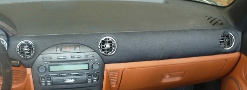 RedlineGoods Dash pad Cover Compatible with Mazda Miata NC 2006-15. Tailor Made - not Universal. Genuine top-Grade Italian Black Suede (Alcantara) with Silver Thread