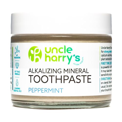 Uncle Harry's Peppermint Remineralizing Toothpaste | Natural Whitening Tooth Paste Freshens Breath & Promotes Enamel | Vegan Fluoride Free Toothpaste