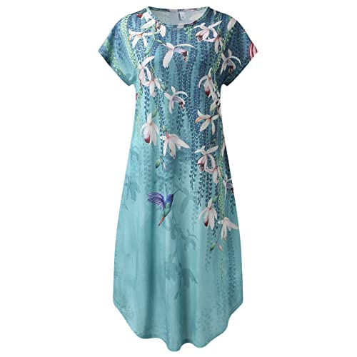 Cute Beach Dresses For Women Maxi Dress For Women Summer Short Db Moon Women Summer Casual Short Sleeve Dress Green #TOP3