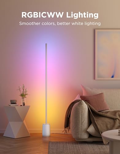 Image of Govee Floor Lamp 3 Lite, Smart RGBIC LED Corner Lamp for Living Room Bedroom, 1400lm Dimmable Tall Standing Light, Works with Alexa, SmartThings & Matter, Color Changing with Music Sync, Silver