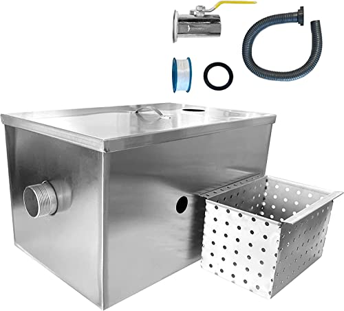 Commercial Grease Interceptor Stainless Steel Grease Trap Interceptor Set Detachable Design Under Sink Grease Trap For Restaurant Kitchen Cafe Canteen Factory Wastewater #TOP21
