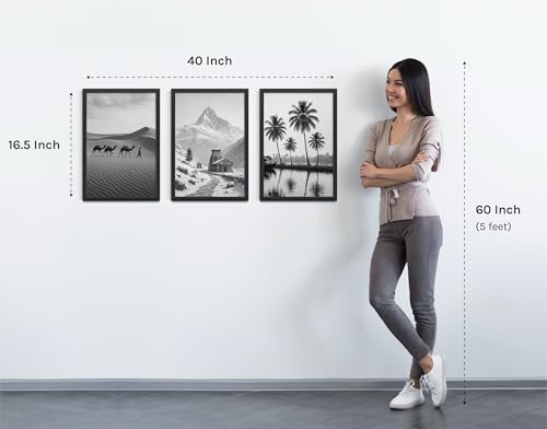 Image of Premium A3 Size Photo Frame for Wall (11.7x16.5 inch, Set of 3) - Photo Frames For Wall Decor and Home Decor | Black | Polished Plexiglass & MDF