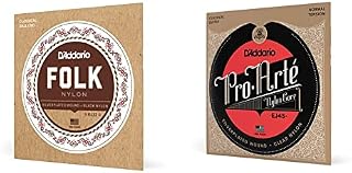 D'Addario Guitar Strings - Folk Nylon Guitar Strings - EJ33 Classical Guitar Strings - Nylon Core, Ball End - 80/20 Bronze Wrap, Clear Nylon Trebles