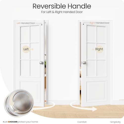 HOSOM Passage Door Knob, Satin Nickel Door Knobs Keyless Doorknobs for Interior Doors, Hallway, Closet and More, No Locking Door Handle, 1 Pack - Image 5