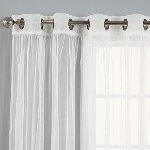 Best Home Fashion Umixm Tulle Sheer Lace & Blackout 4 Piece Curtain Set - Antique Bronze Grommet Top - Burgundy - 52" W X 63" L - (2 Curtains And 2 Sheer Curtains) #TOP4