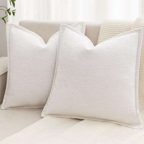 BAOLIZEGAO Cream White Decorative Throw Pillow Covers 18x18 Inch Set