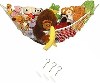RMTL Toy Hammock Toys Holder Net Corner Large Toy Storage Hammock Net - Keep Childs Room Nursery Tidy For Stuffed Animal Toys - With Hooks
