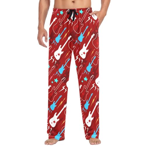 Pigsaly Men's Pajama Bottoms Cool Guitars Mens Pajama Pants Rock Roll Music Cotton Pj Bottoms Sleepwear Lounge Pants L