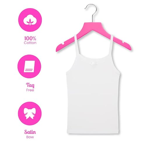 Sweet Princess Girls’ Undershirt – 100% Cotton Cami – Camisole Tank Top (6 Pack, 2T-16), Size 7/8, White #TOP1