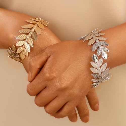Vintage Leaf Bangle Bracelet Punk leaf Cuff Bracelet Gold Branch and Leaves Bangle Cuff Bracelet Open Leaf Bangle Cuff Bracelet for Women2
