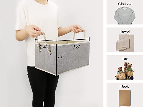 Loforhoney Home Fabric Storage Baskets For Shelves, Foldable Storage Baskets For Organizing, Closet Organizer Bins With Cotton Rope Handles, Canvas Storage Bins For Clothes, Large, Light Gray, 2-Pack #TOP4