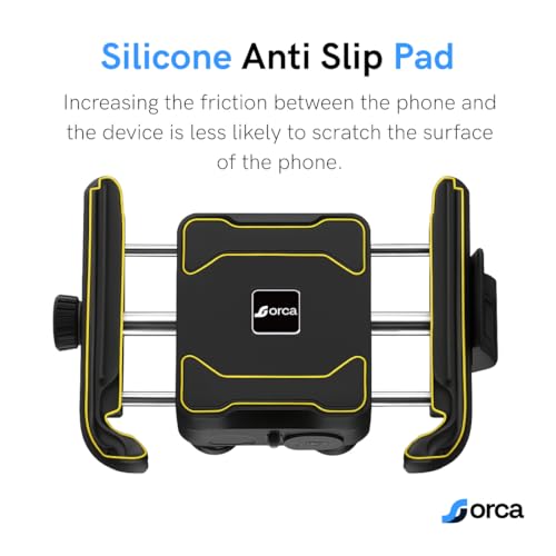 Image of ORCA M21 Pro Plus Waterproof Bike Phone Mount | Quad-Shock Vibration Dampener | Quick Release | 360 Rotatable Secure Handlebar Mobile Holder for Motorcycle & Scooter | Fits 4.7-7.2 inch Phones
