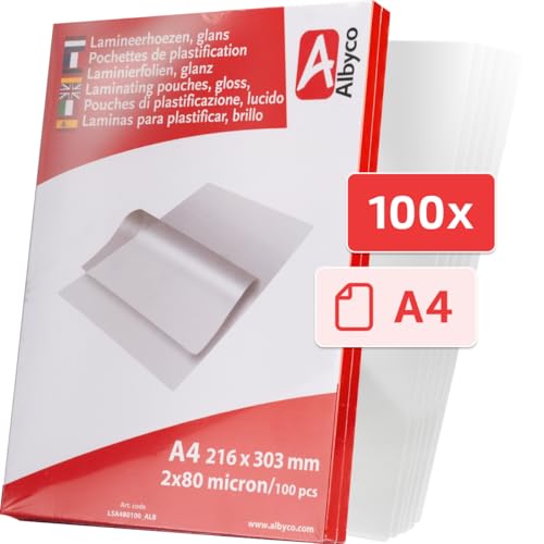 Miniatura 2 de Albyco Fundas Plastificar - Laminas Para Plastificar- Película De Laminación- A4 216x303 Mm - 2x80 160 Micras- 100 Piezas- - Plastificadora, A4 Hojas Plastificar- Brillante- Transparente-