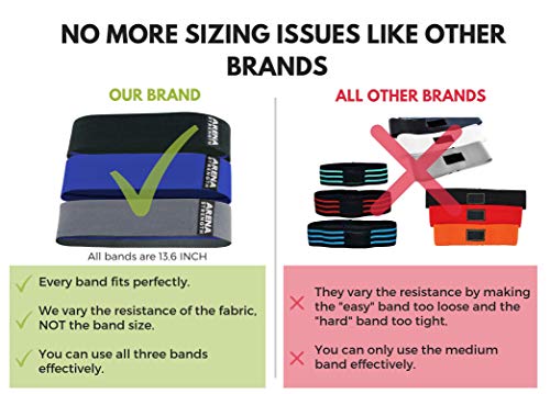 Arena Strength Fabric Glute Bands - Hip Bands For Legs And Butt (3 Pack) Hip Resistance Bands For Men | Leg Resistance Bands For Working Out Including Workout Guide & Travel Case #TOP2