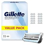 Gillette Skinguard Sensitive Rasierklingen Herren, 11 Original Ersatzklingen, Weiß/Blau - Nassrasierer, Klingen für Herrenrasierer, Verbesserter Gleitstreifen