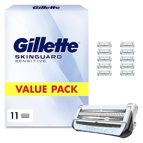 Gillette Skinguard Sensitive Rasierklingen Herren, 11 Original Ersatzklingen für Nassrasierer, Klingen für Männer, Verbesserter Gleitstreifen, Passend für Fusion-Griffe