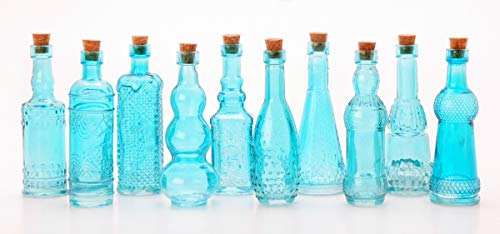 Darice Glass Bottles with Cork: Blue, 5 inches, Styles Vary, 1 Piece, 5