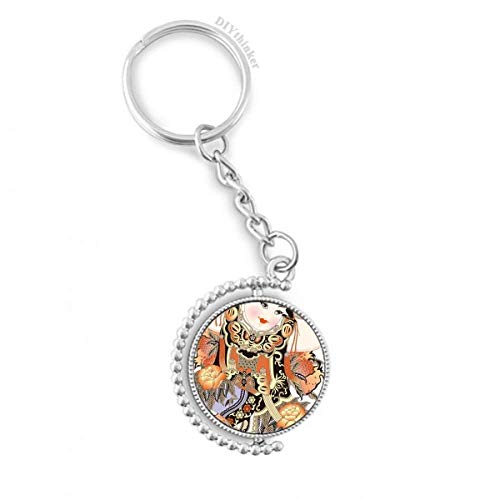 Porte-clés Nouvel An Chinois rotatif motif photo anneau keyholder multicolore compact