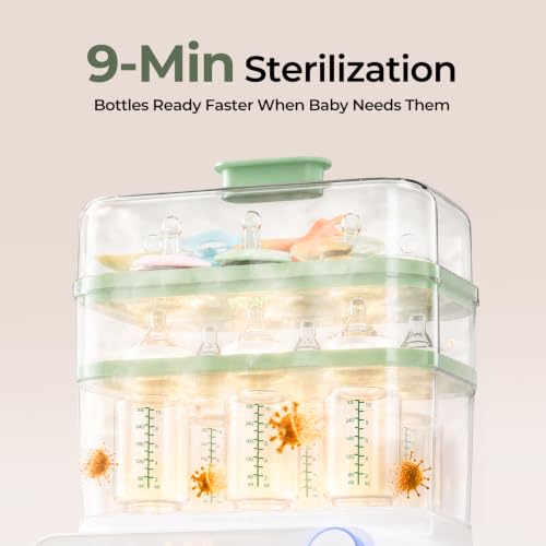Momcozy 3 Layers Large Bottle Sterilizer and Dryer, Fast Sterilize and Dry, Universal Bottle Sterilizer for All Bottles & Breast Pump Accessories, Touch Screen & Auto-Off Bottle Sanitizer - Image 6