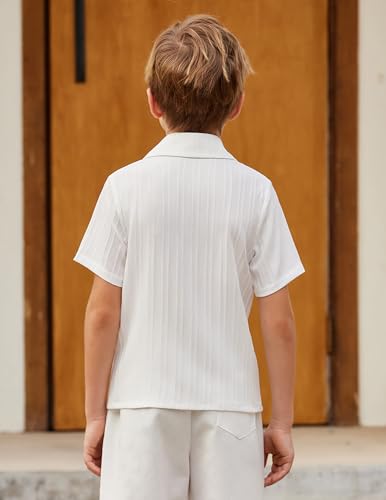 Arshiner Boys White Button Down Shirt Short Sleeve Boys Summer Outfits Size 14 (8-9years)4